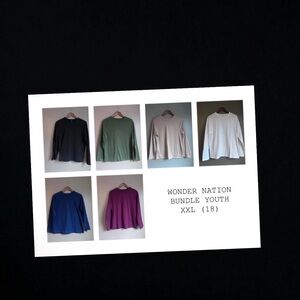 Wonder Nation Long Sleeve Crewneck Tee Bundle – Size XX-Large | Multiple Colors